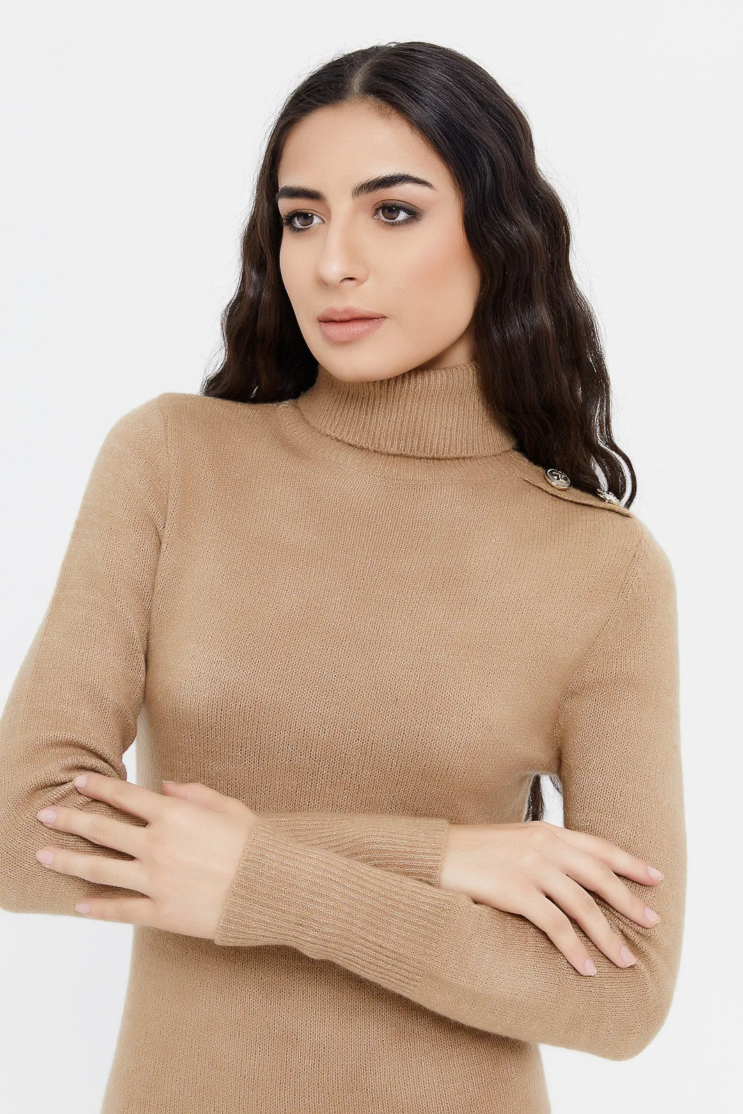 Beige Sweater Dress Women