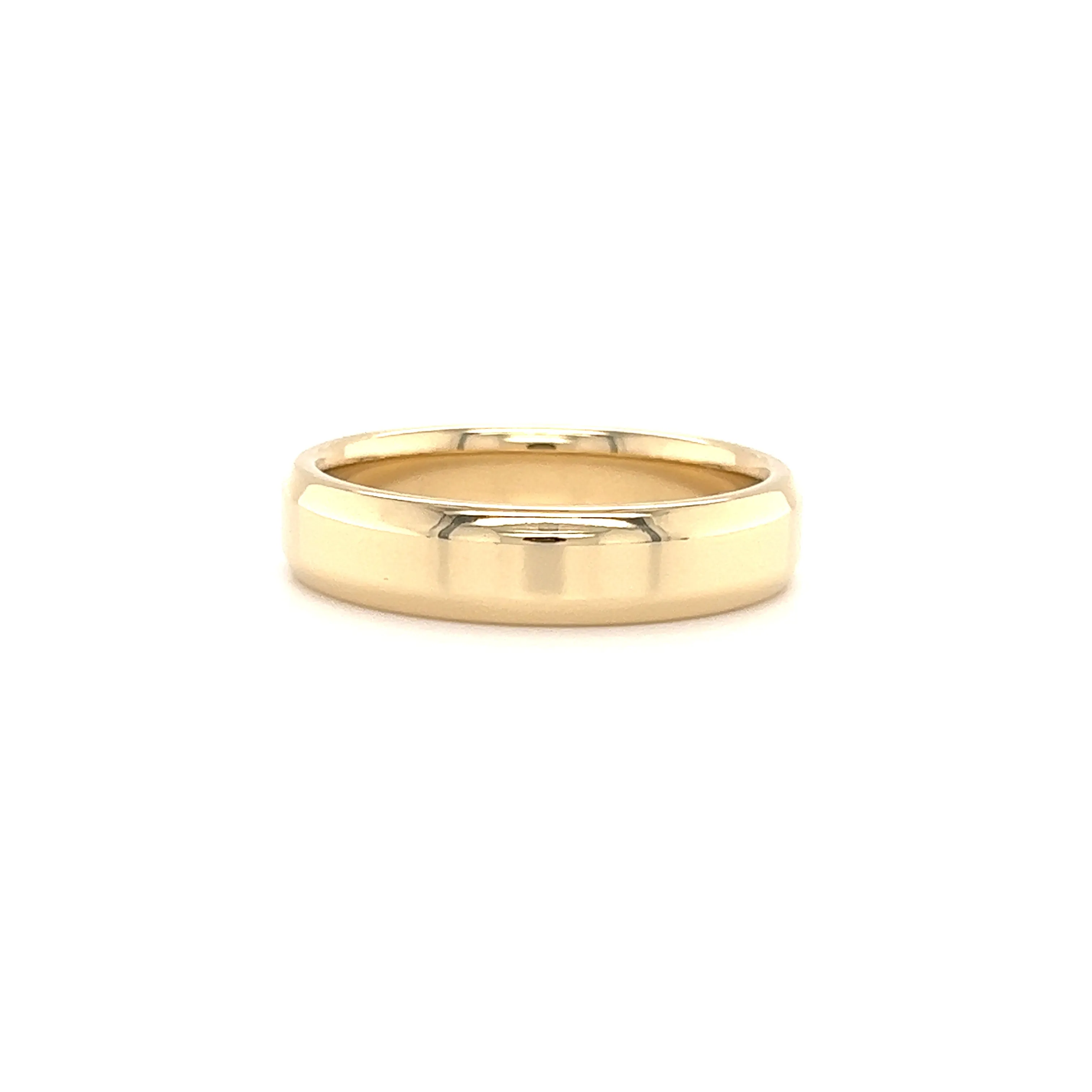 Beveled Edge 5mm Comfort Fit Ring in 14K Yellow Gold