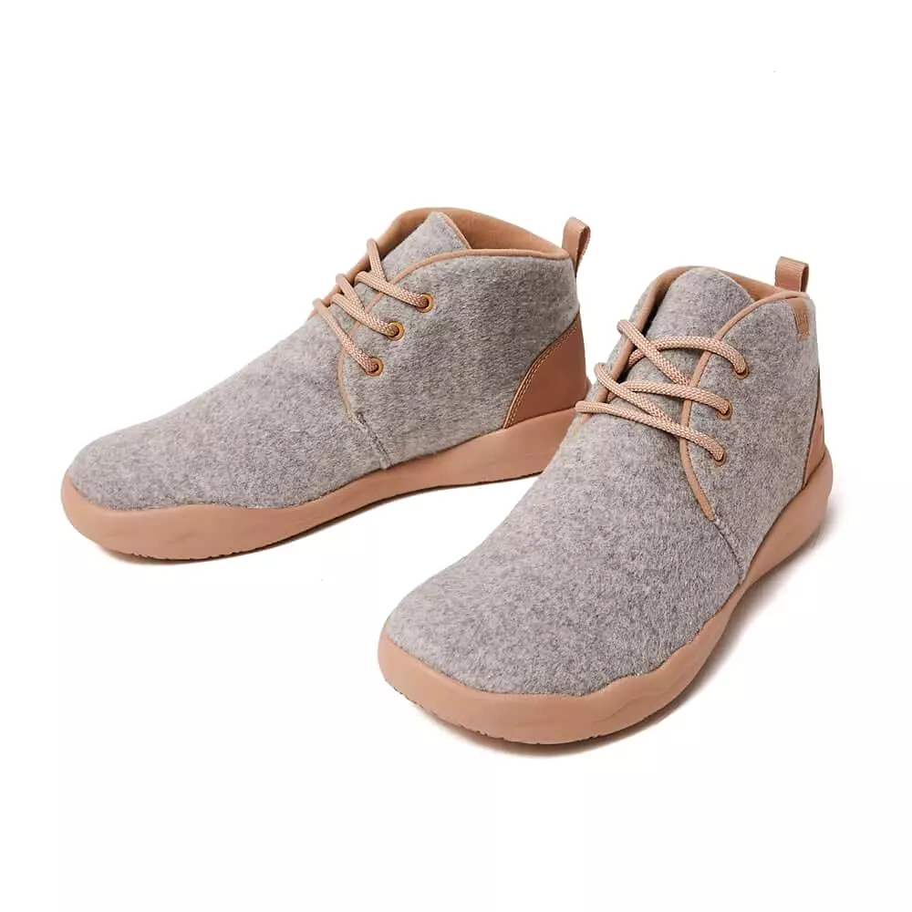 Bilbao Grey Wool Lace-up Boots Men