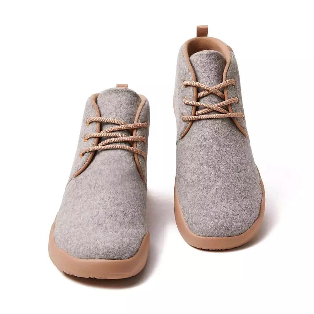 Bilbao Grey Wool Lace-up Boots Men