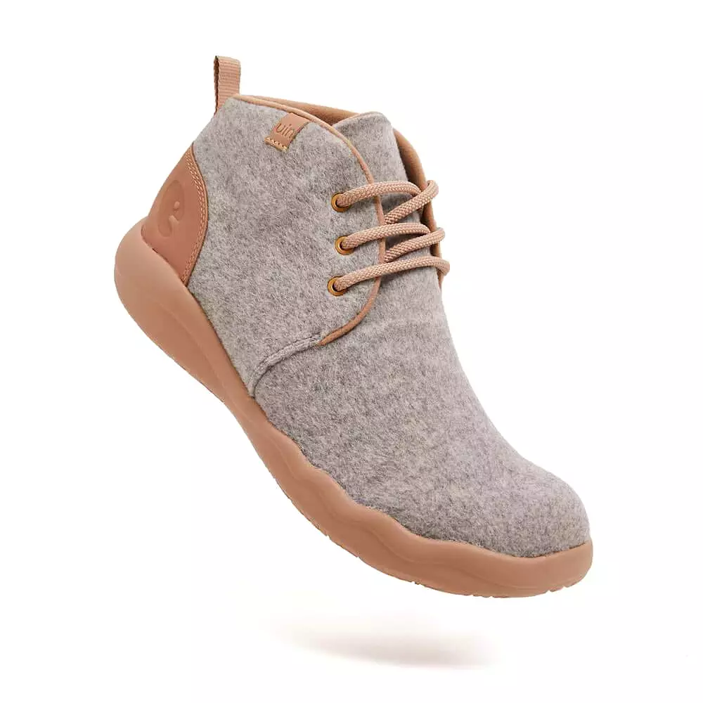 Bilbao Grey Wool Lace-up Boots Men