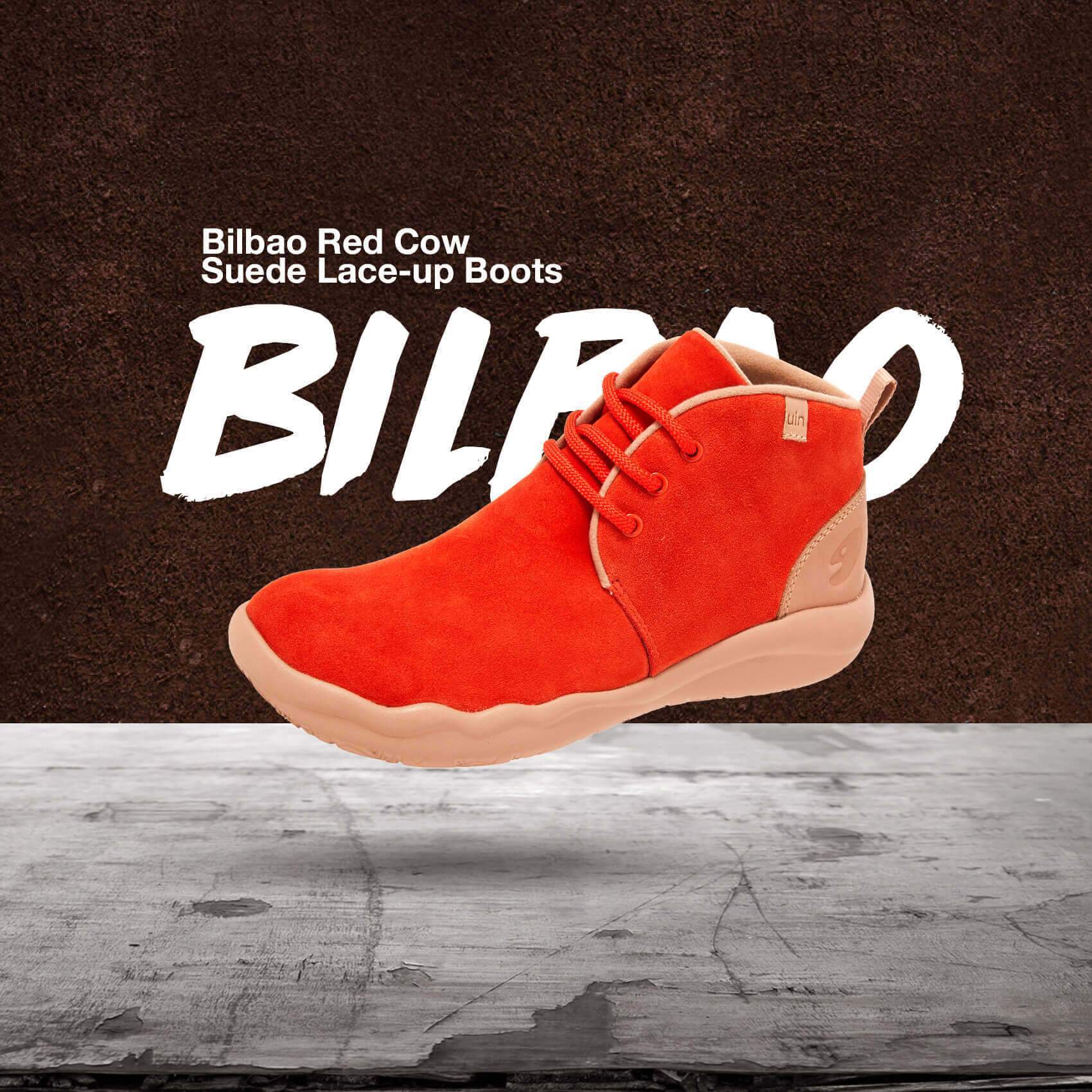 Bilbao Red Suede Lace-up Boots for Women