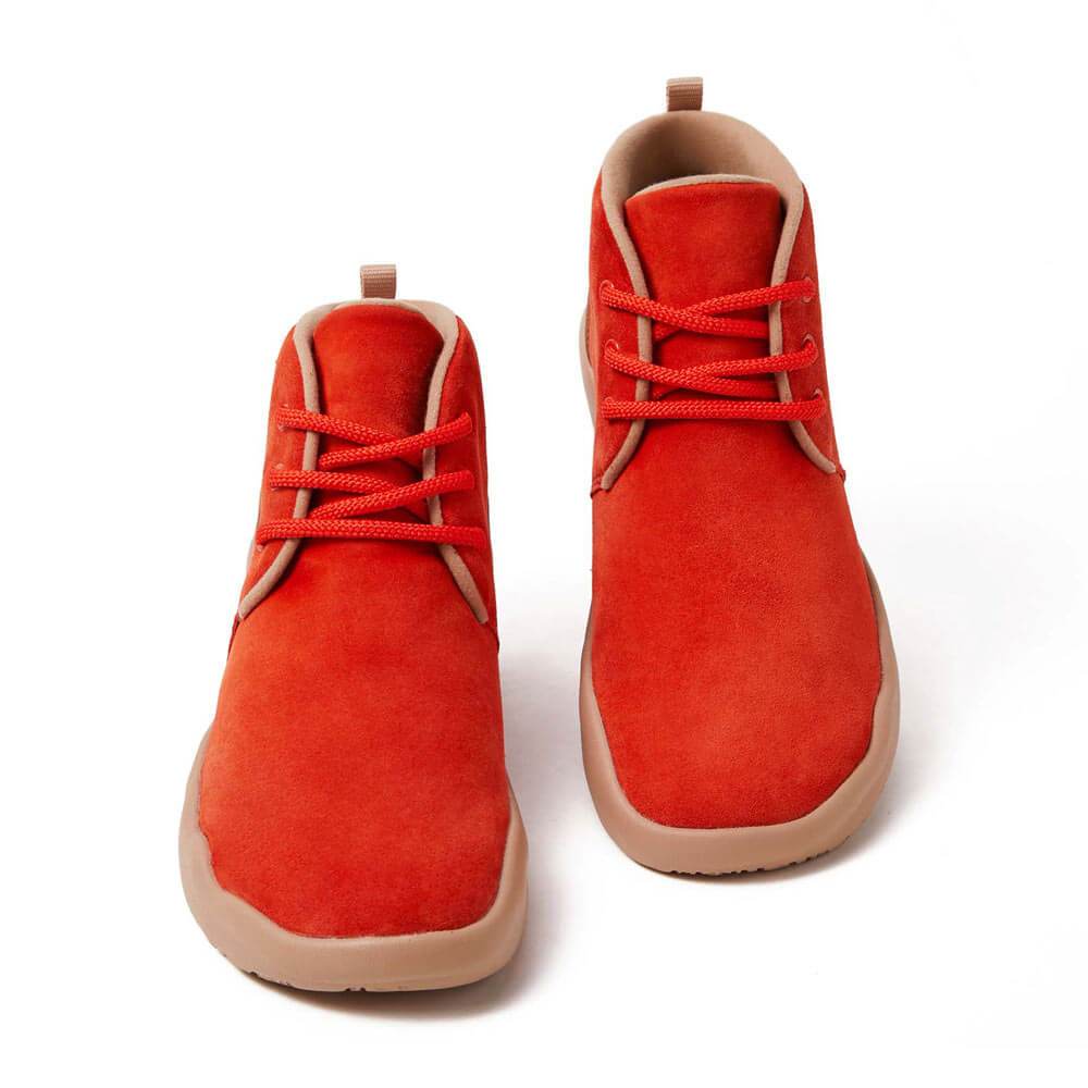 Bilbao Red Suede Lace-up Boots for Women