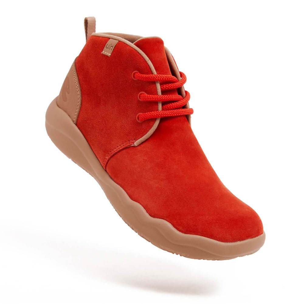 Bilbao Red Suede Lace-up Boots for Women