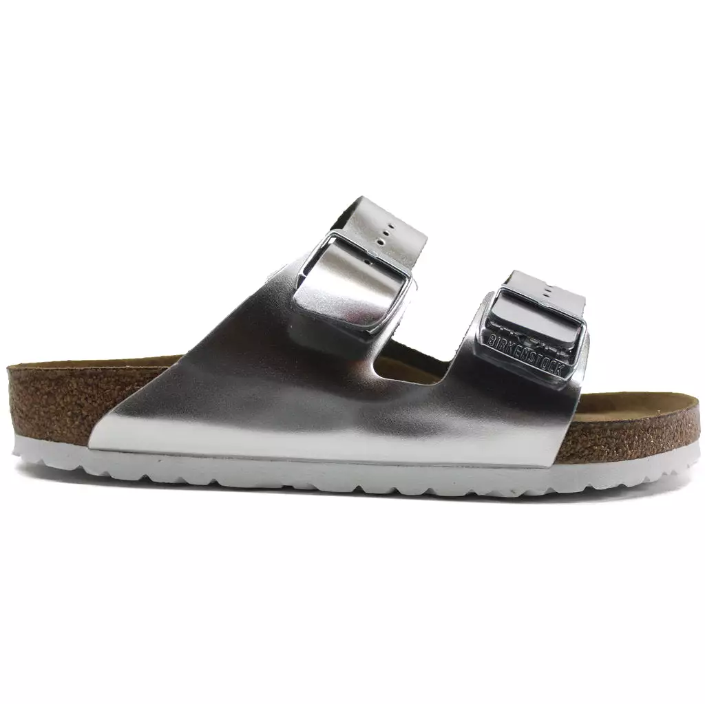 Birkenstock Women's Sandals - Arizona Metallic, Open-Back, Slip-On Slides, Leather in UK Size 5.