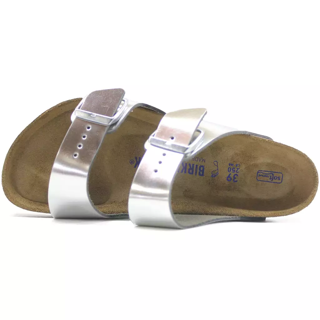 Birkenstock Women's Sandals - Arizona Metallic, Open-Back, Slip-On Slides, Leather in UK Size 5.