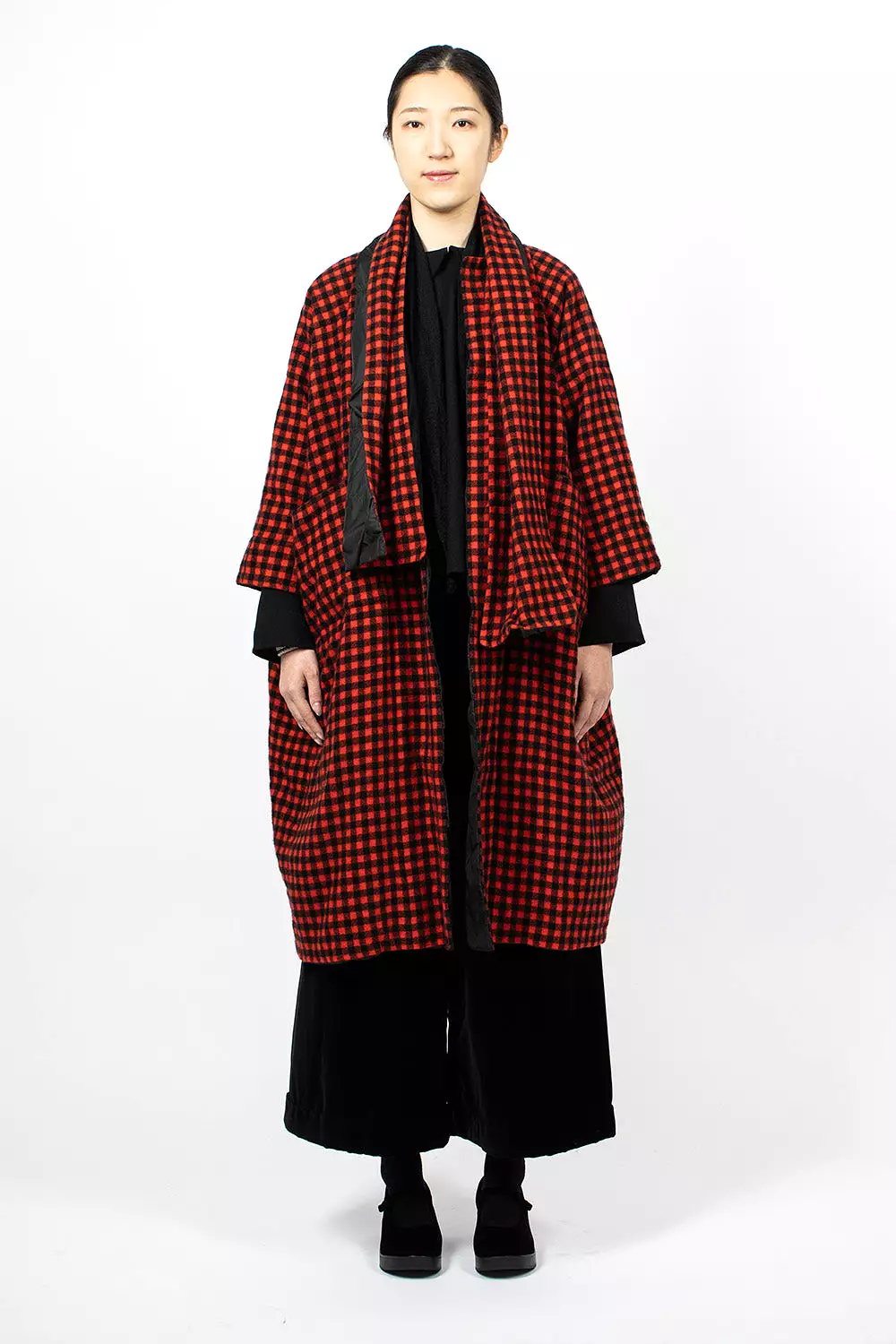 Black and Red Reversible Quilted Coat