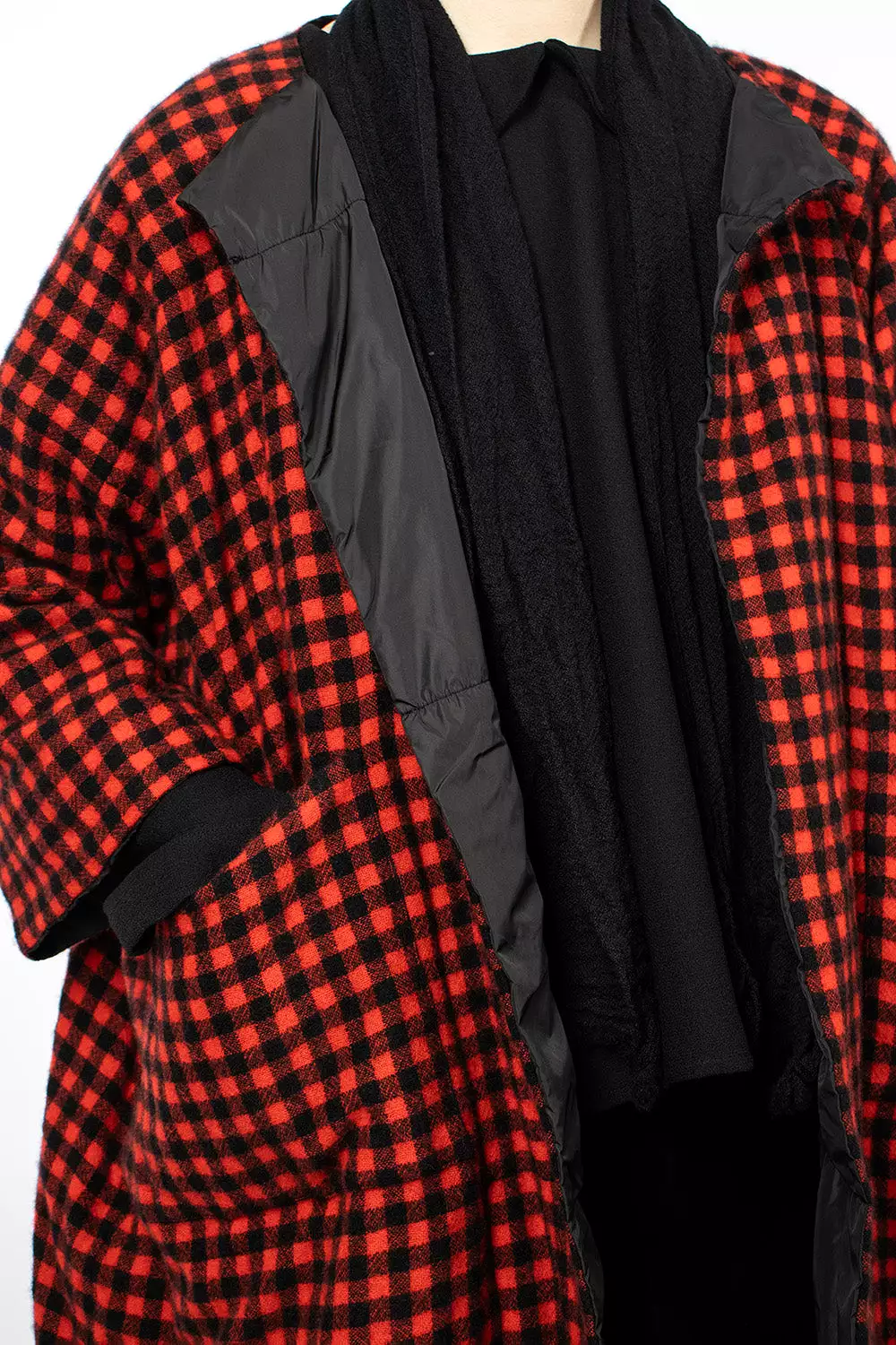 Black and Red Reversible Quilted Coat