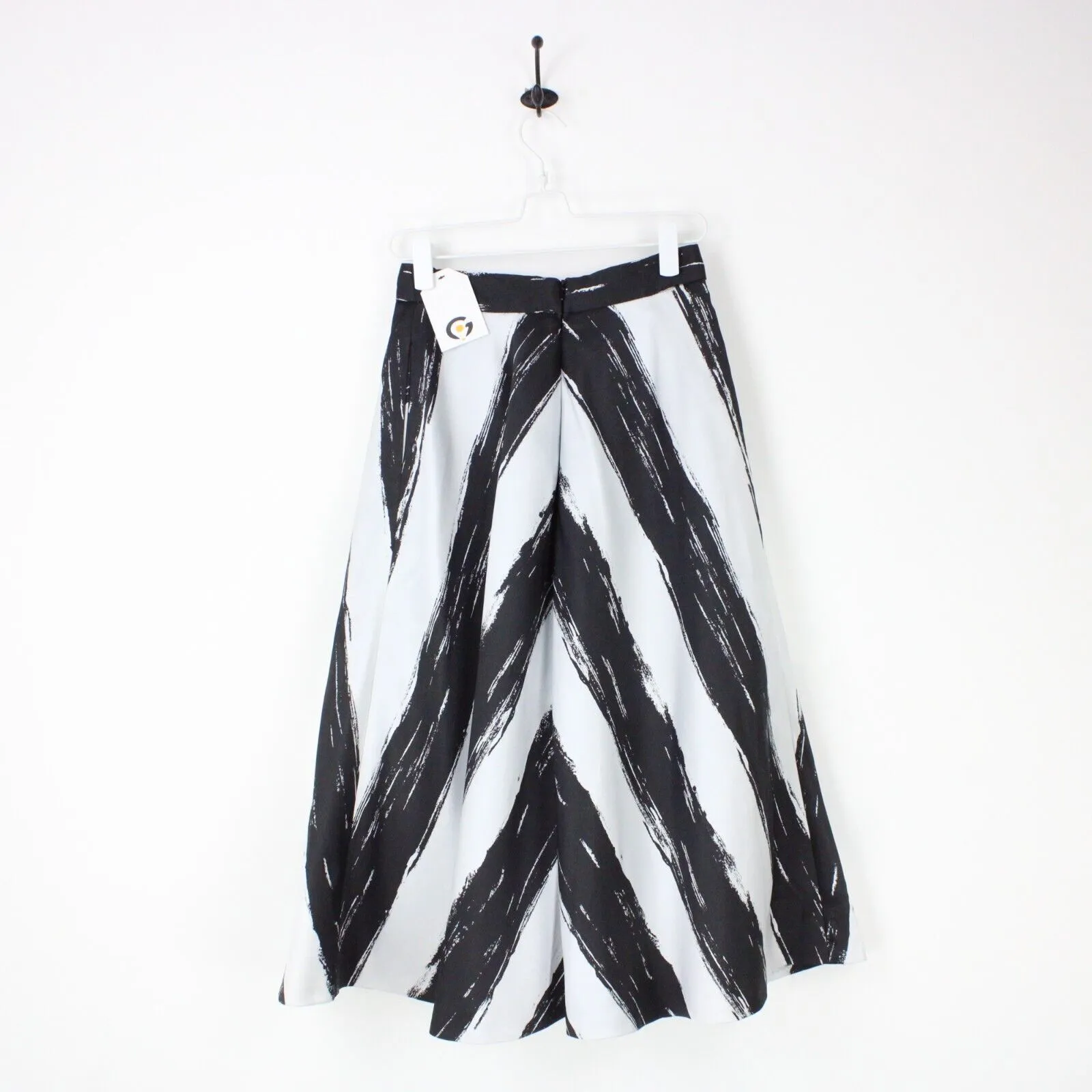 Black and White Chevron Midi Skirt for Women, Size Small