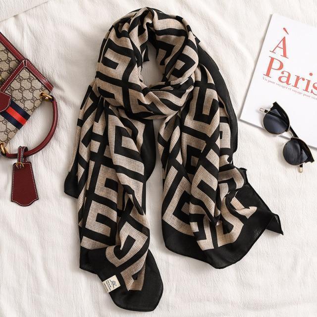 Black and white scarves for women