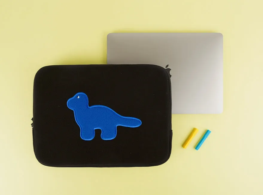 Black Blue Dinosaur Laptop Sleeves - iPad 11 13 15-inch Fitted Cases - Pouches - Protective Covers - Purses - Handbags - Square 