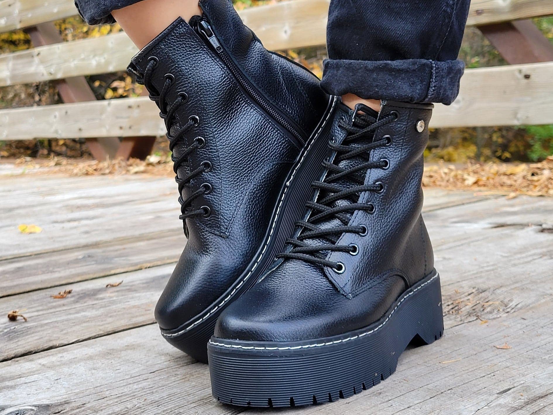 black boots with combat sole platform