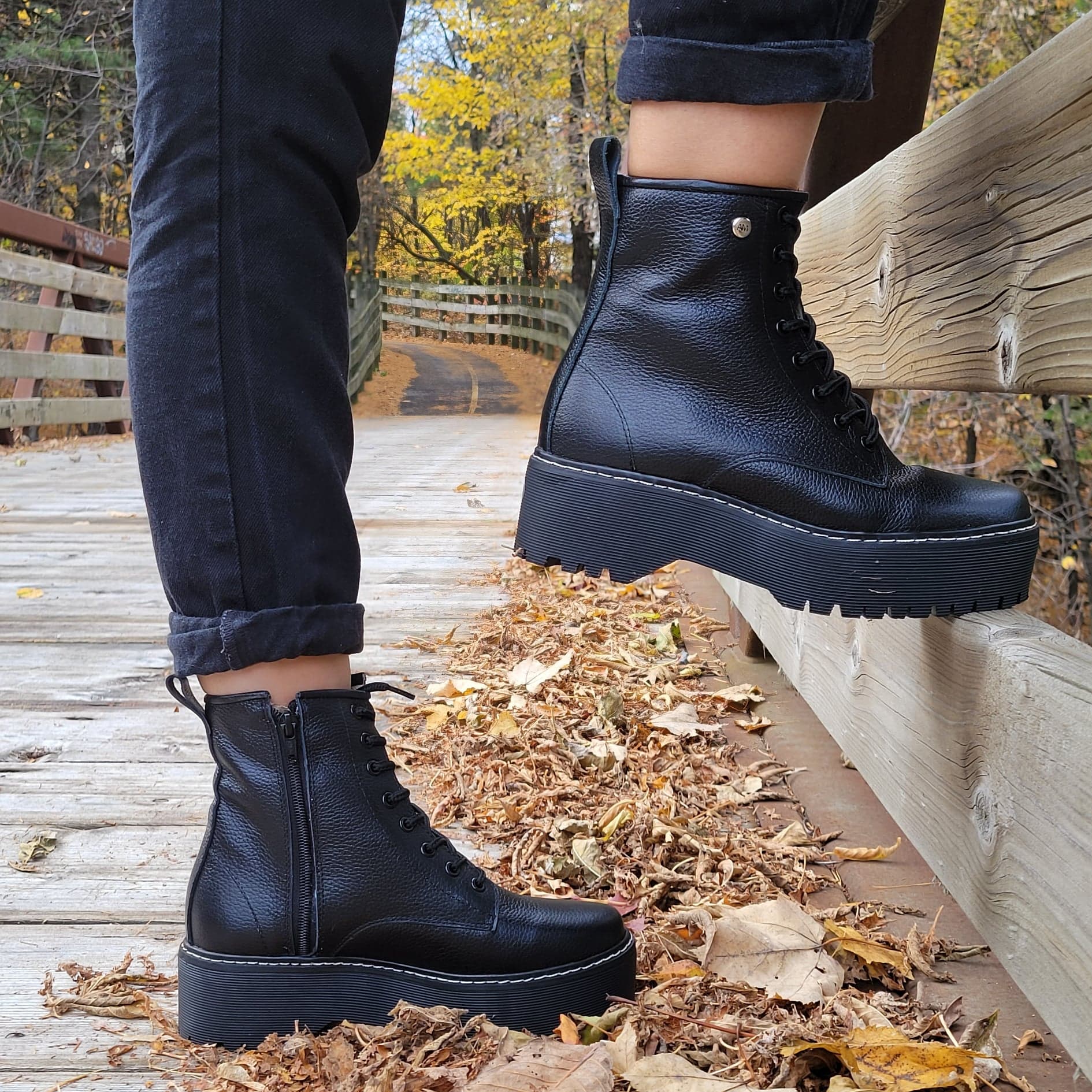 black boots with combat sole platform