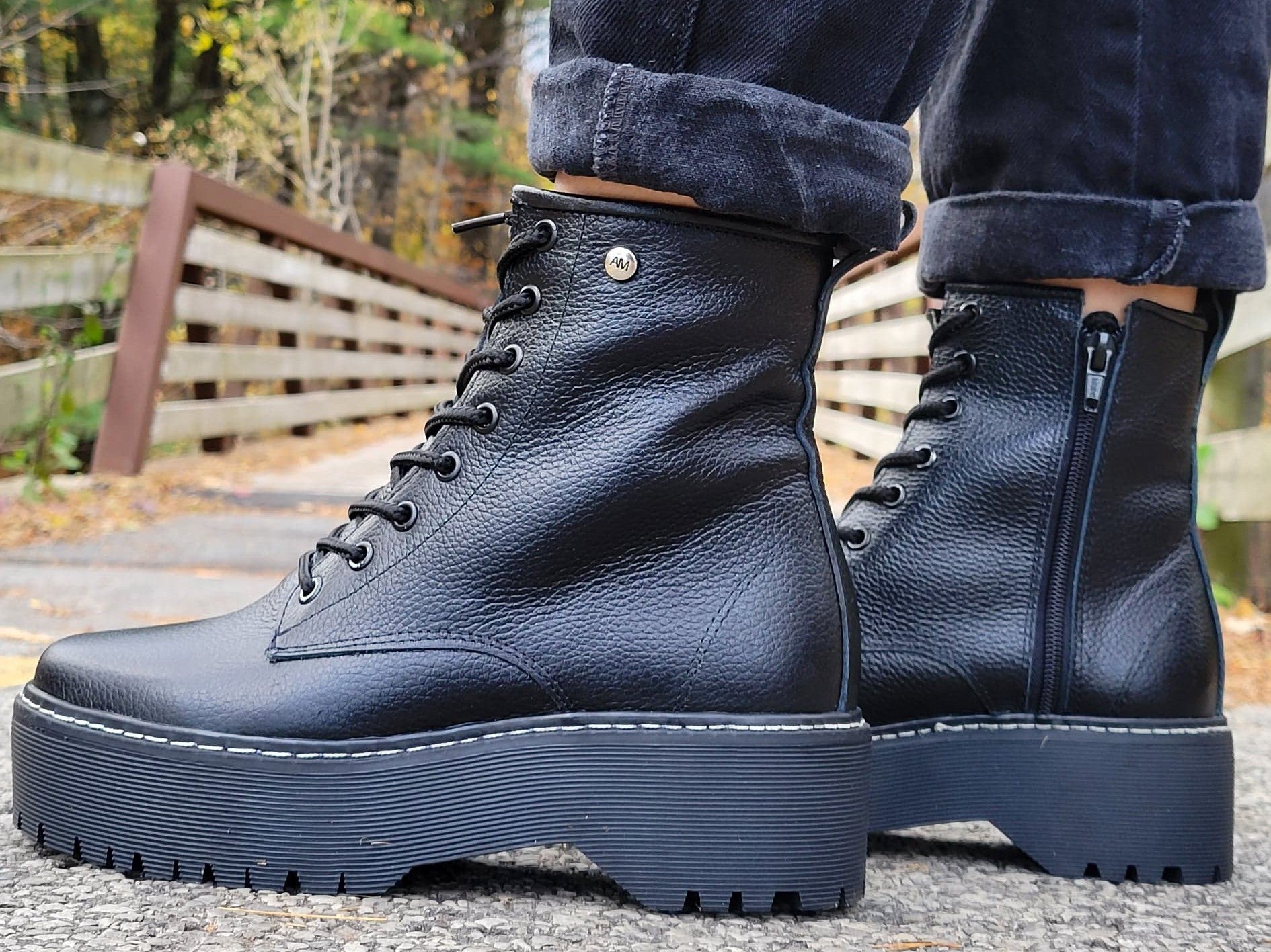 black boots with combat sole platform