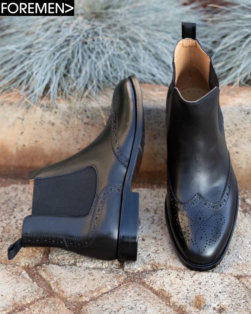 Black Brogue Chelsea Boots Dallas