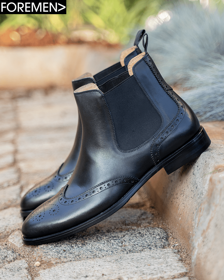 Black Brogue Chelsea Boots Dallas