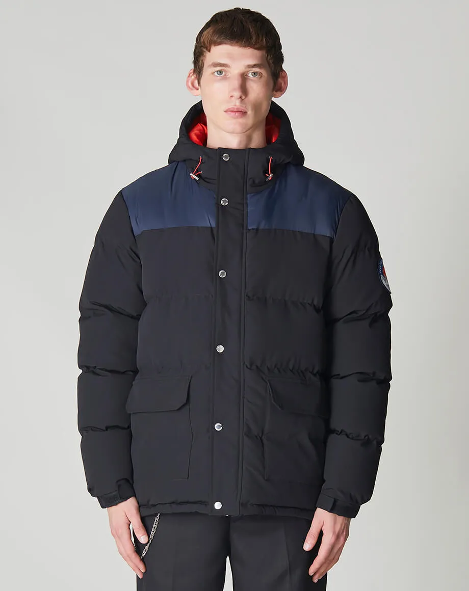 Black HORRU Color Block Mountain Men's Puffer Jacket