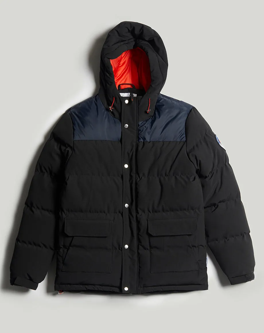 Black HORRU Color Block Mountain Men's Puffer Jacket