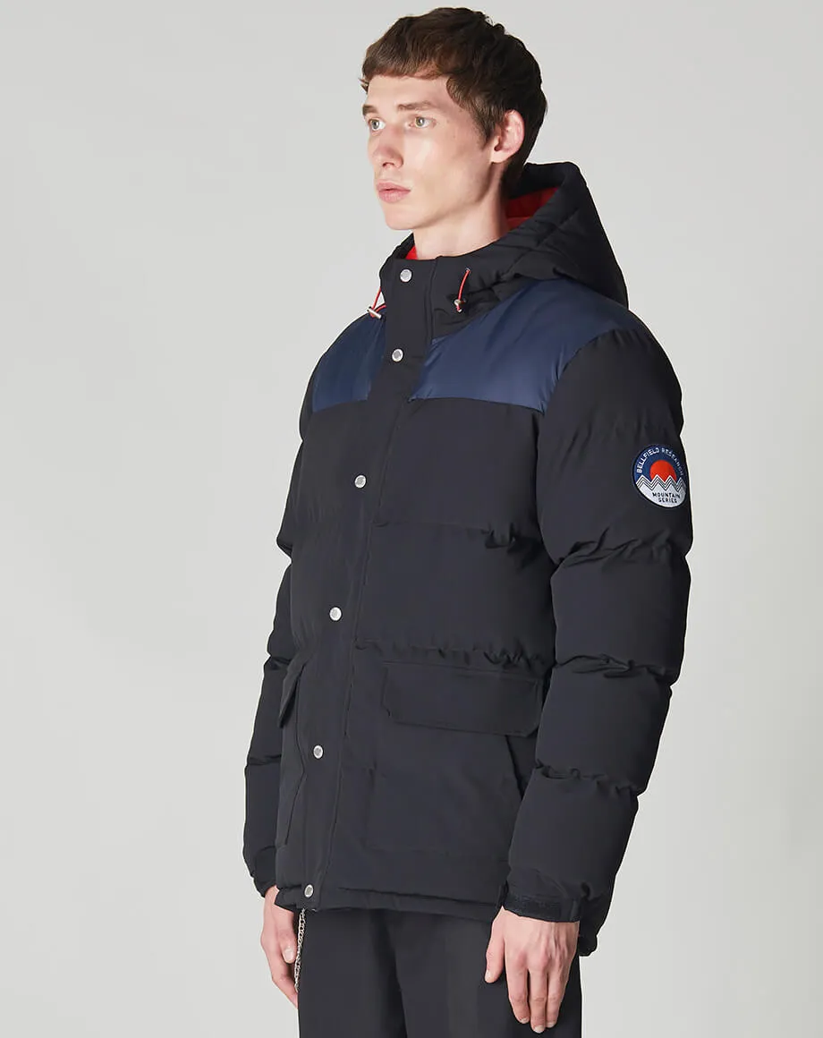 Black HORRU Color Block Mountain Men's Puffer Jacket