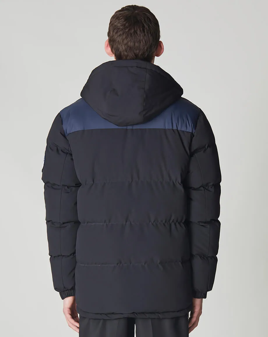 Black HORRU Color Block Mountain Men's Puffer Jacket