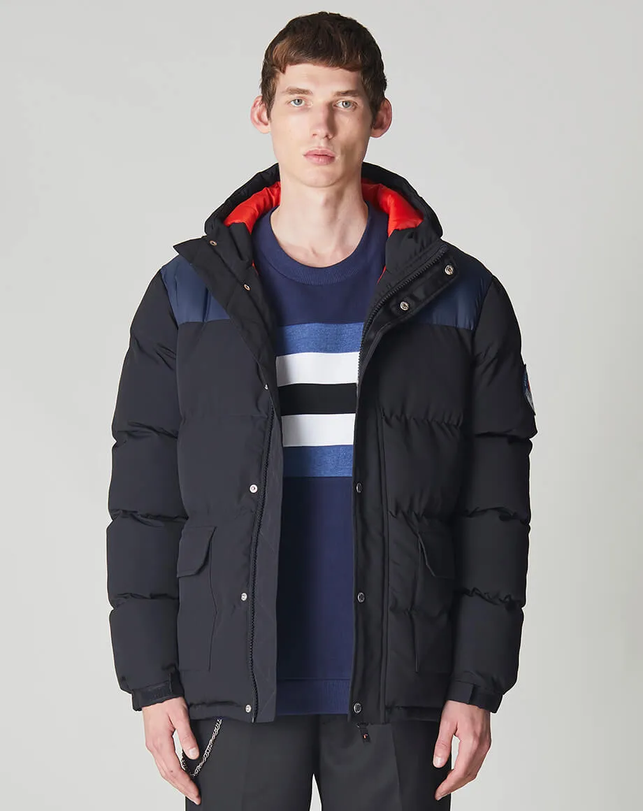 Black HORRU Color Block Mountain Men's Puffer Jacket