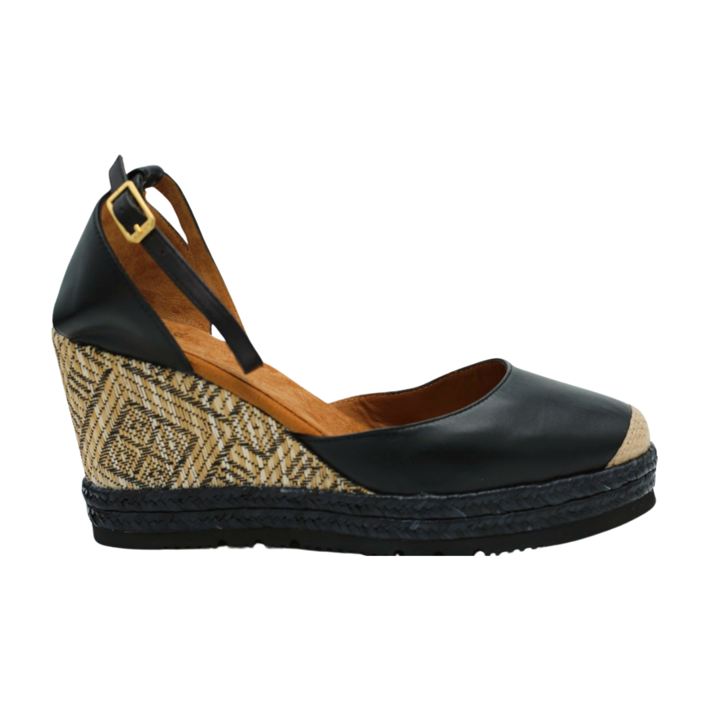 Black Leather Espadrille CAMEO by UNISA