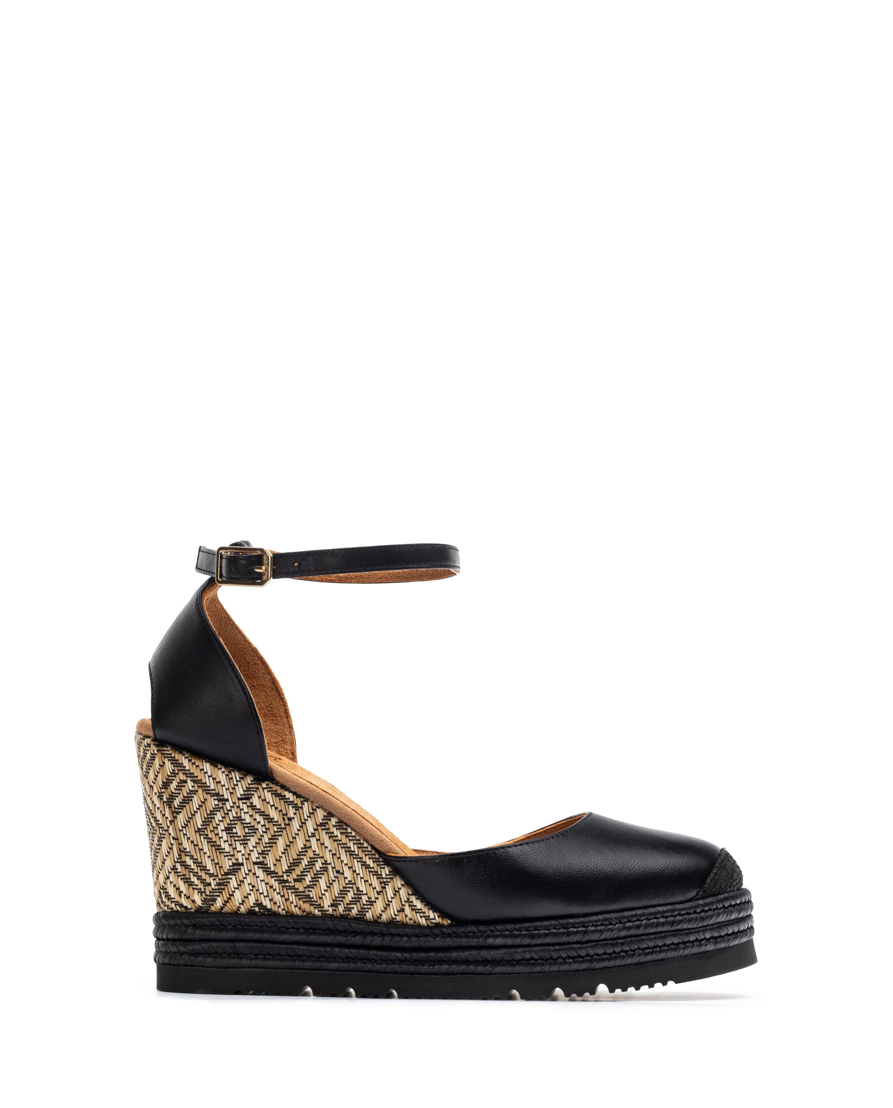 Black Leather Espadrille CAMEO by UNISA