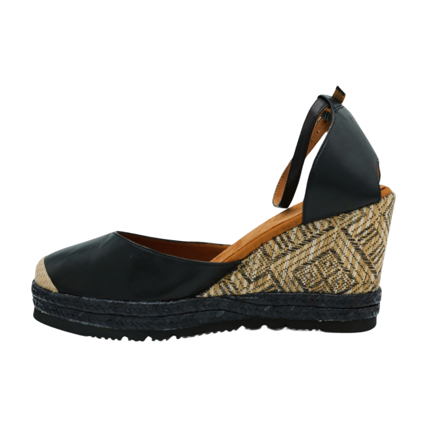 Black Leather Espadrille CAMEO by UNISA