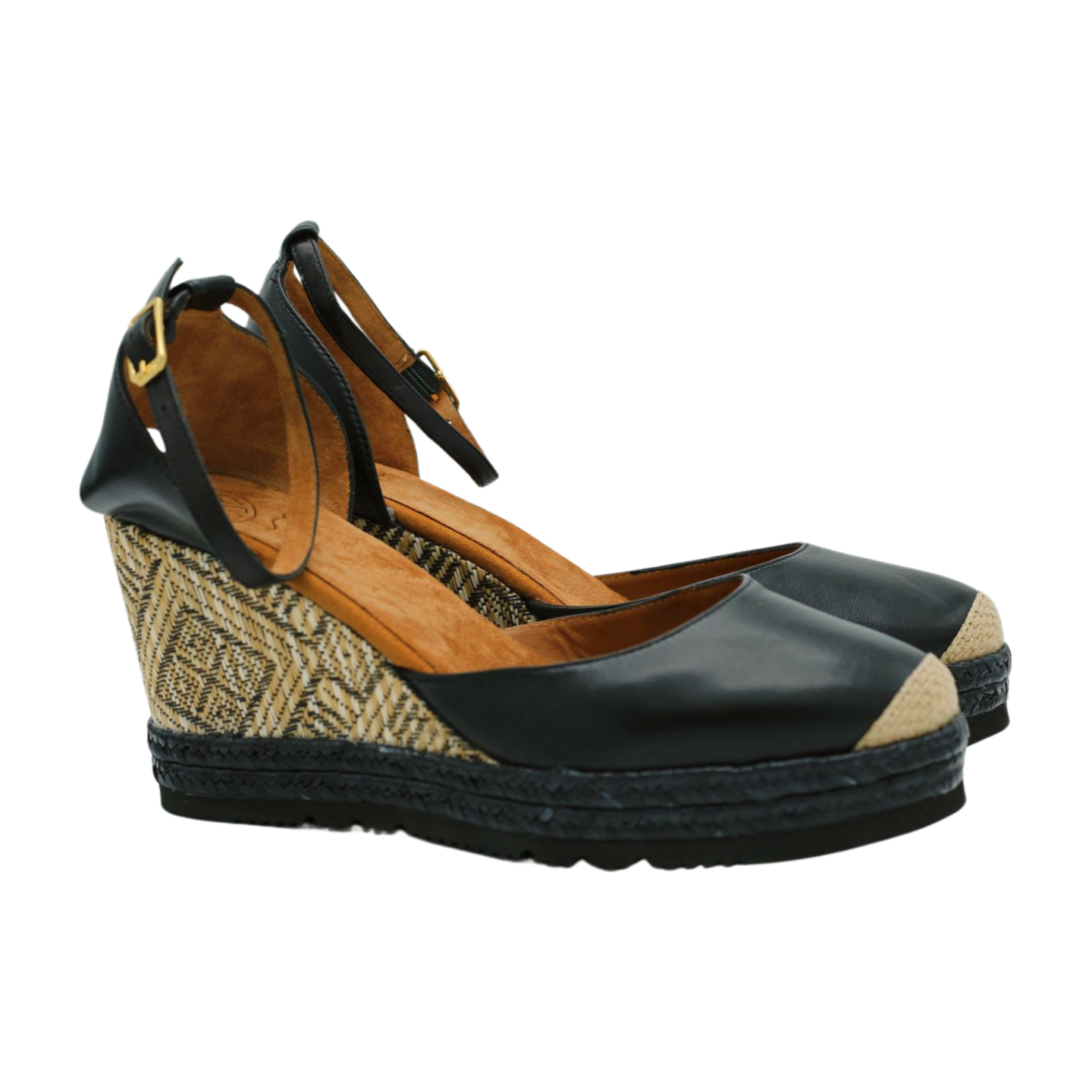 Black Leather Espadrille CAMEO by UNISA