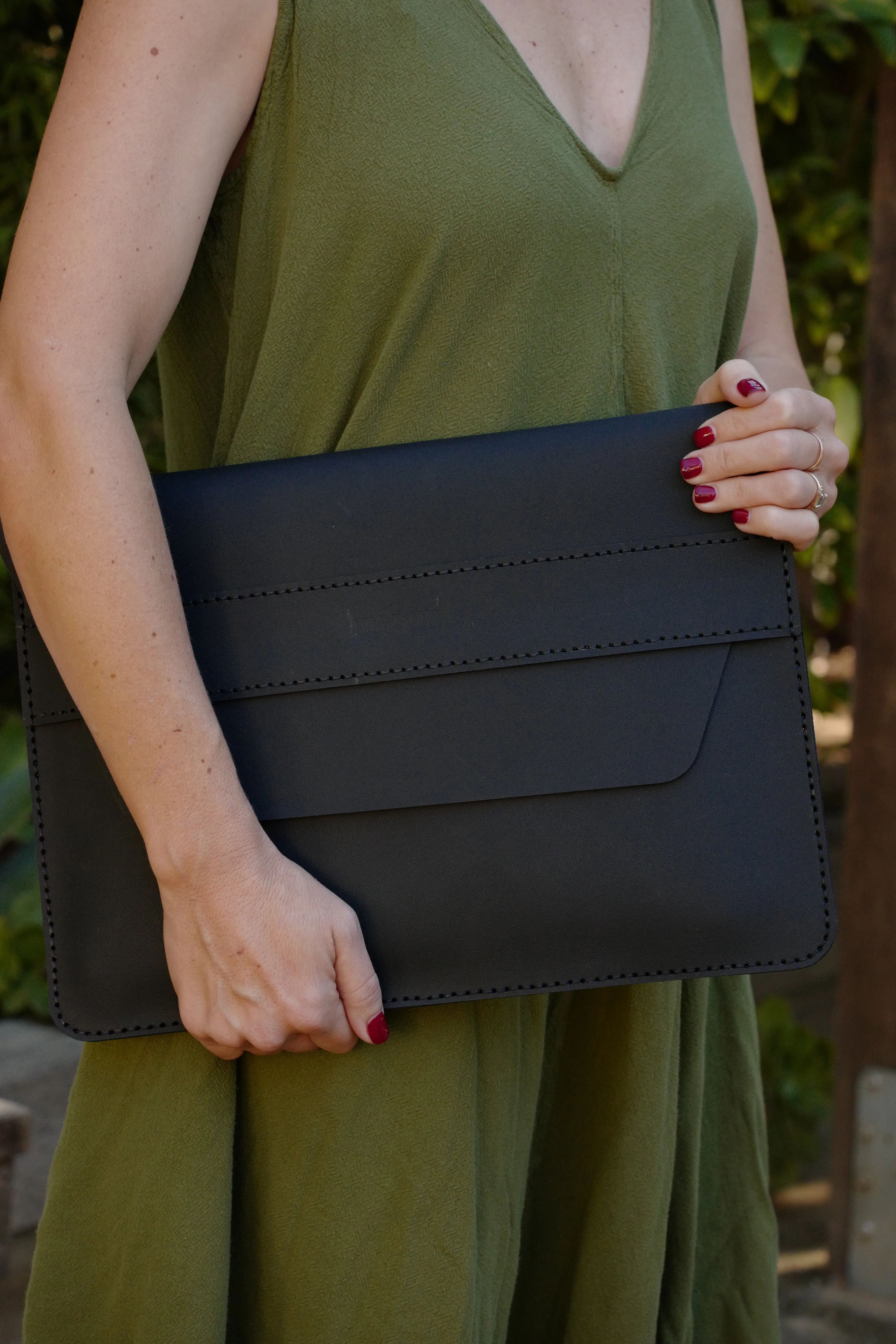 Black Leather Laptop Sleeve