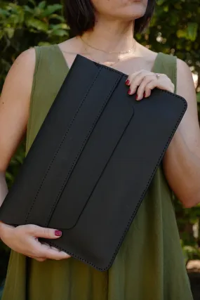 Black Leather Laptop Sleeve