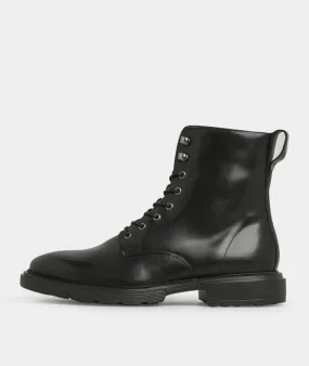 Black Leather Mili Lace Boots