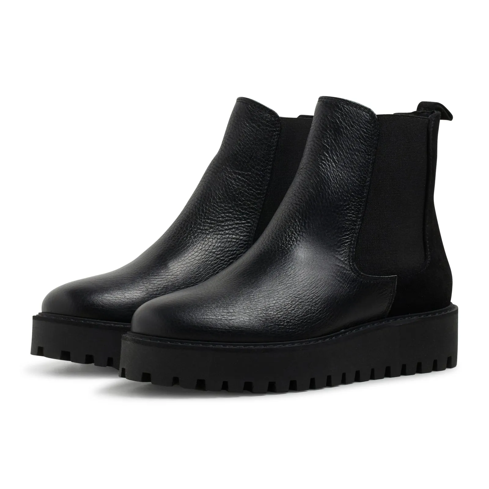 Black Leather Mina Chelsea Boots