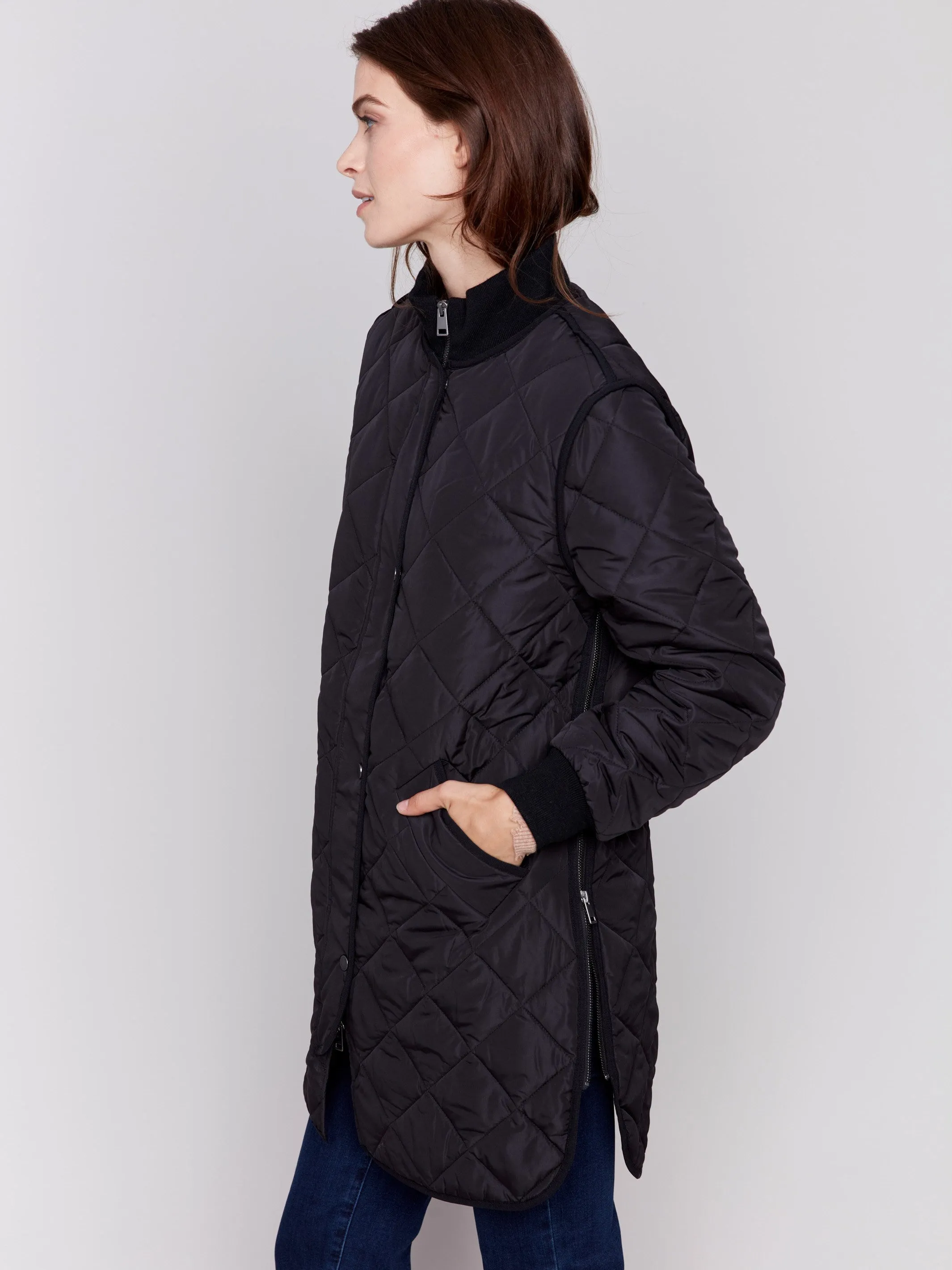 Black Long Quilted Puffer Jacket