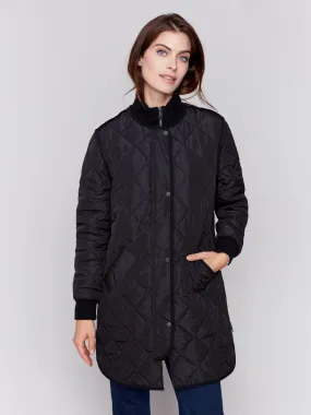 Black Long Quilted Puffer Jacket