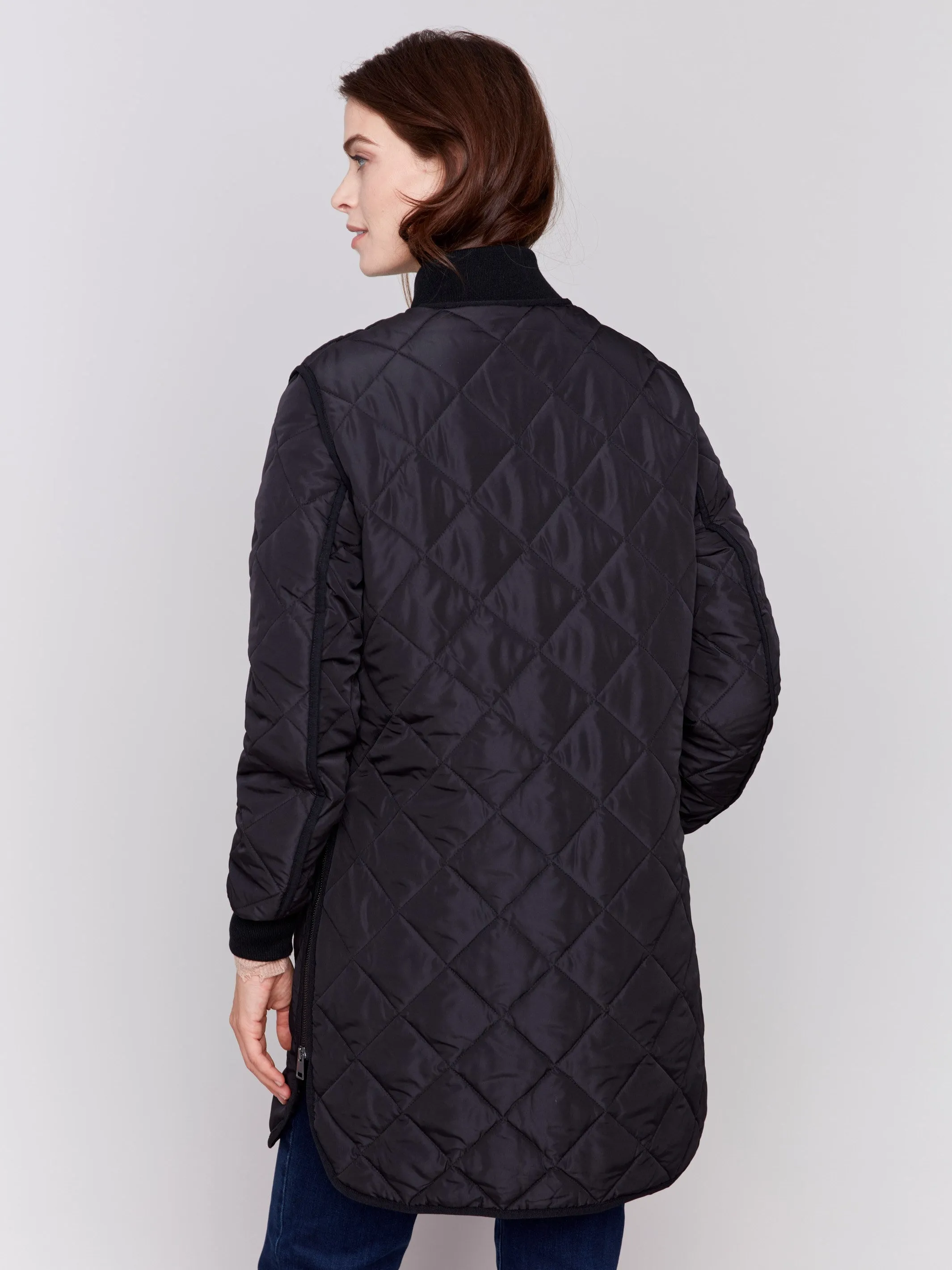 Black Long Quilted Puffer Jacket