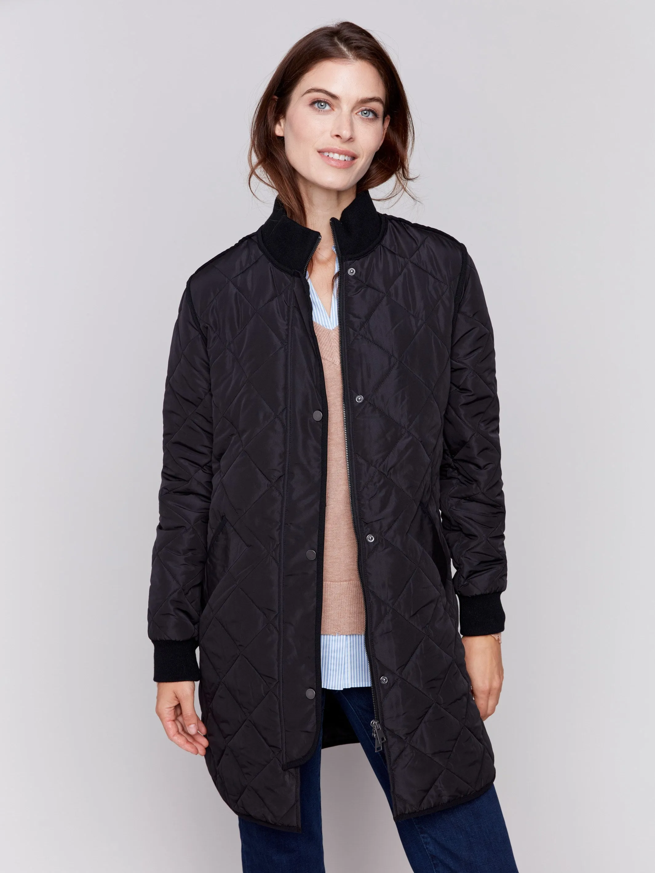 Black Long Quilted Puffer Jacket