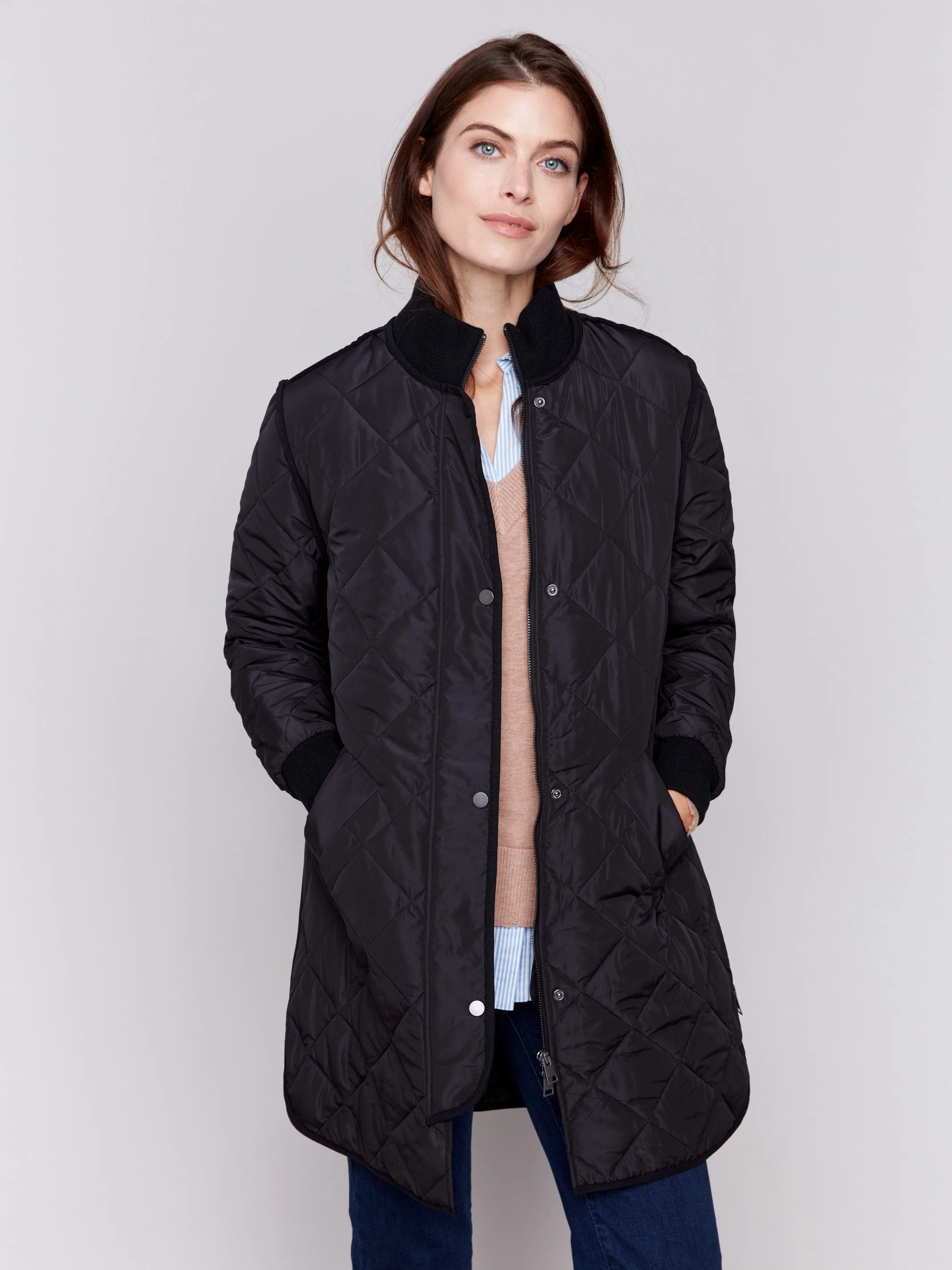 Black Long Quilted Puffer Jacket