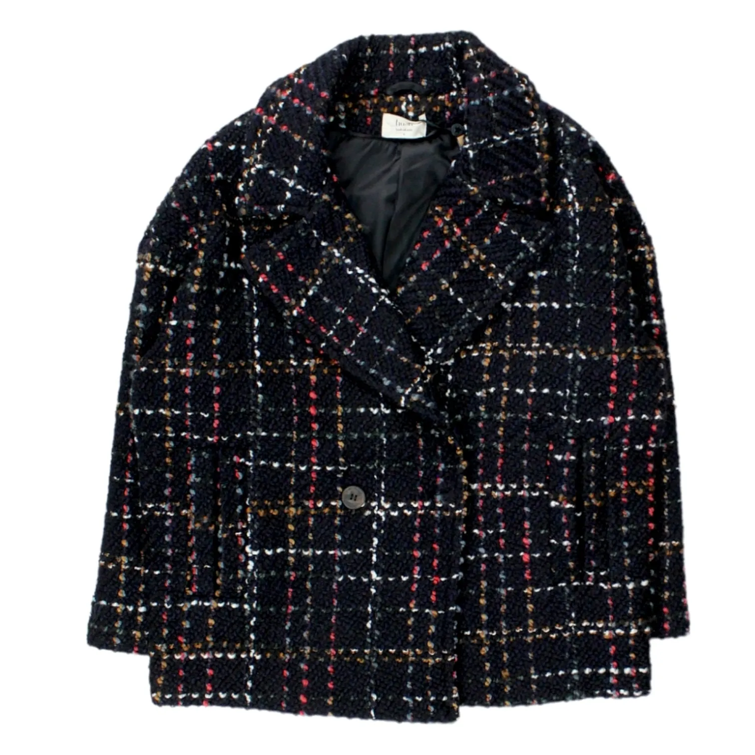 Black Plaid Tweed Cropped Coat by Hush