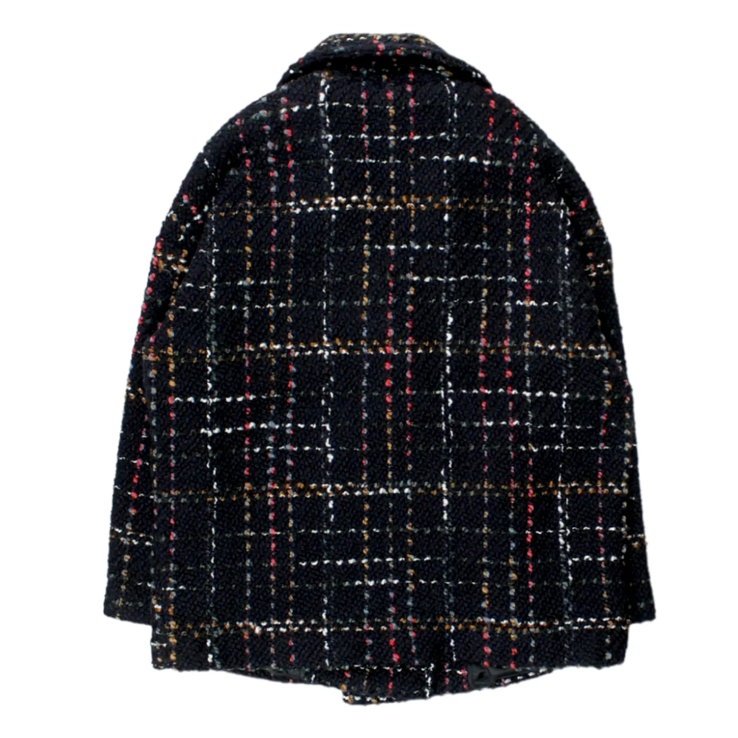 Black Plaid Tweed Cropped Coat by Hush