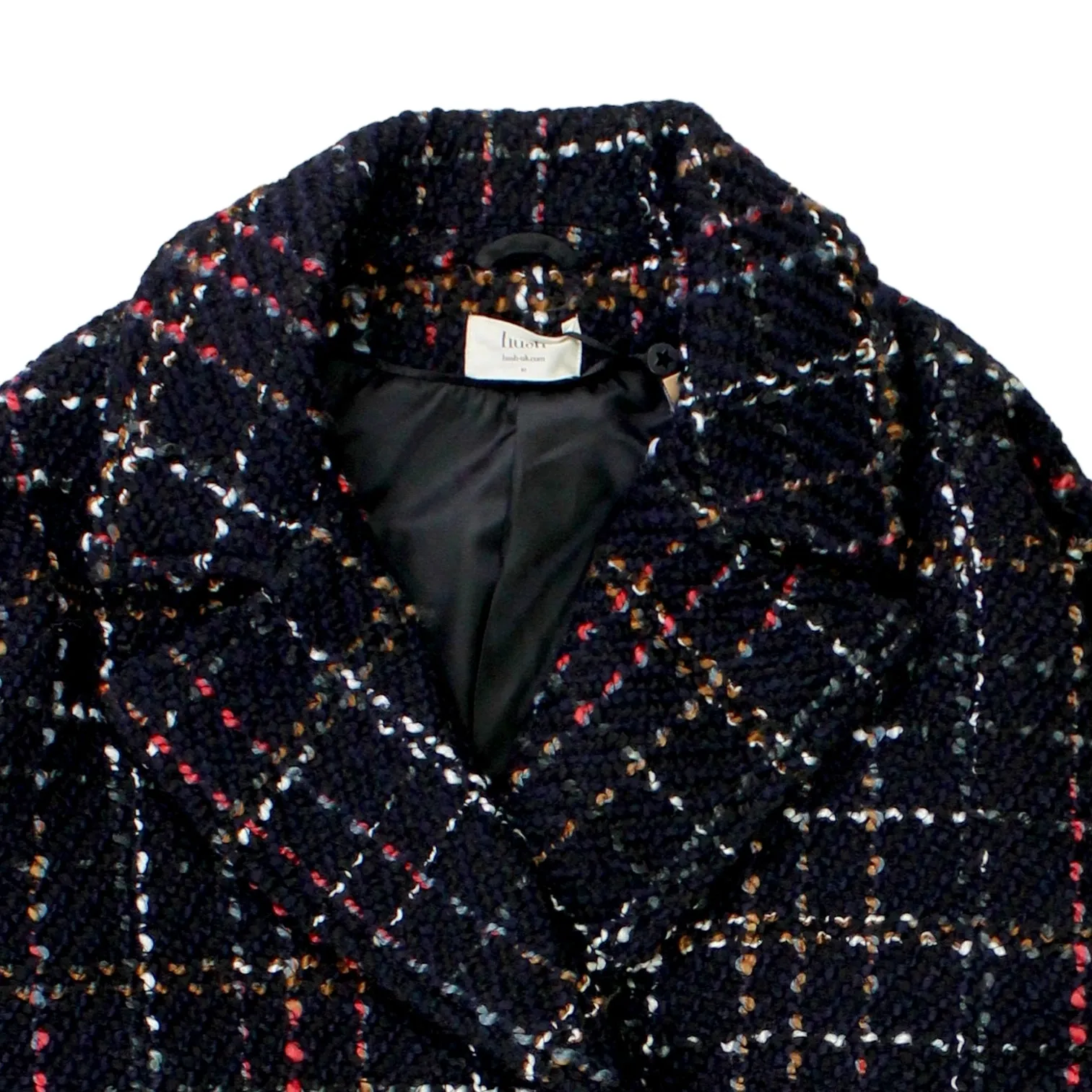 Black Plaid Tweed Cropped Coat by Hush