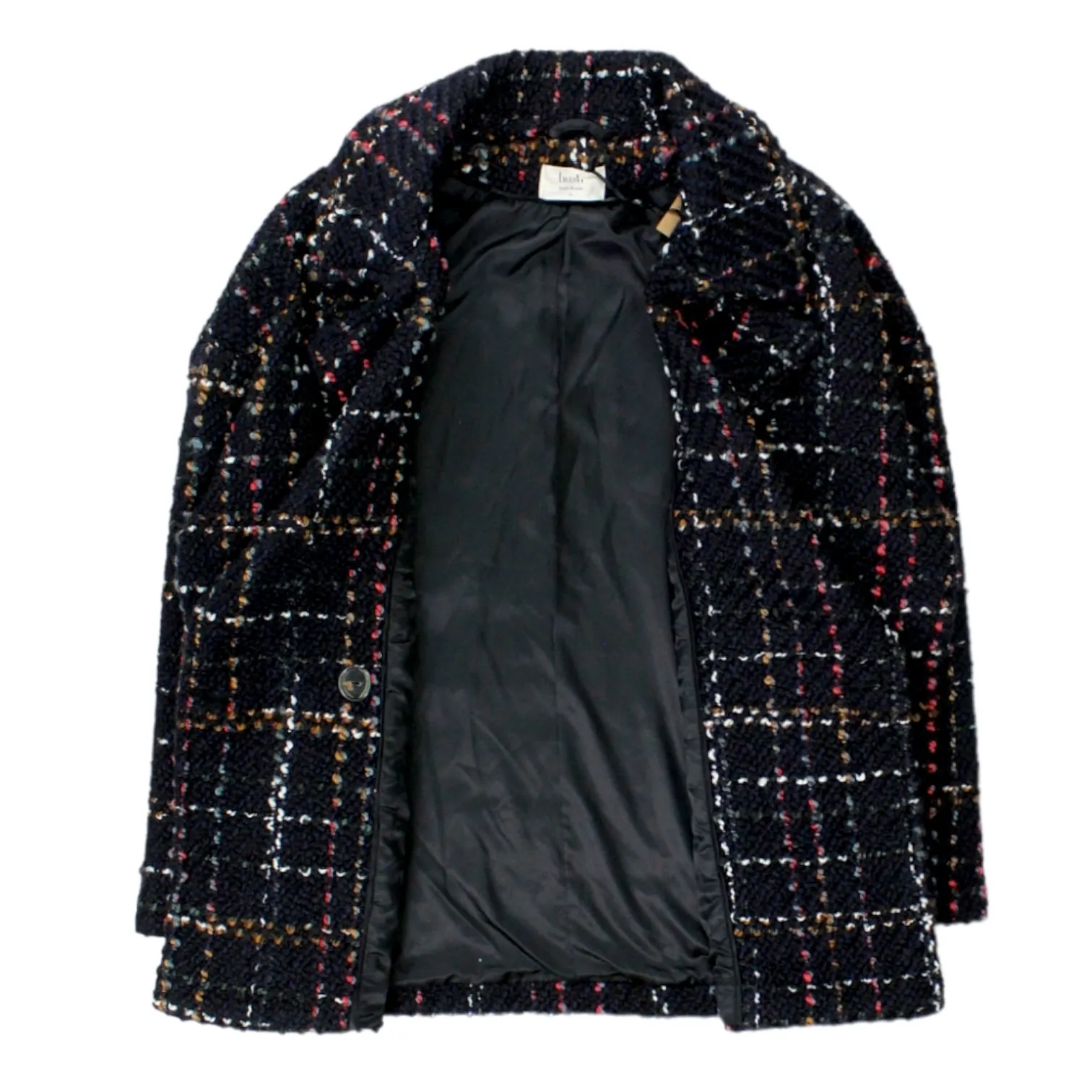 Black Plaid Tweed Cropped Coat by Hush