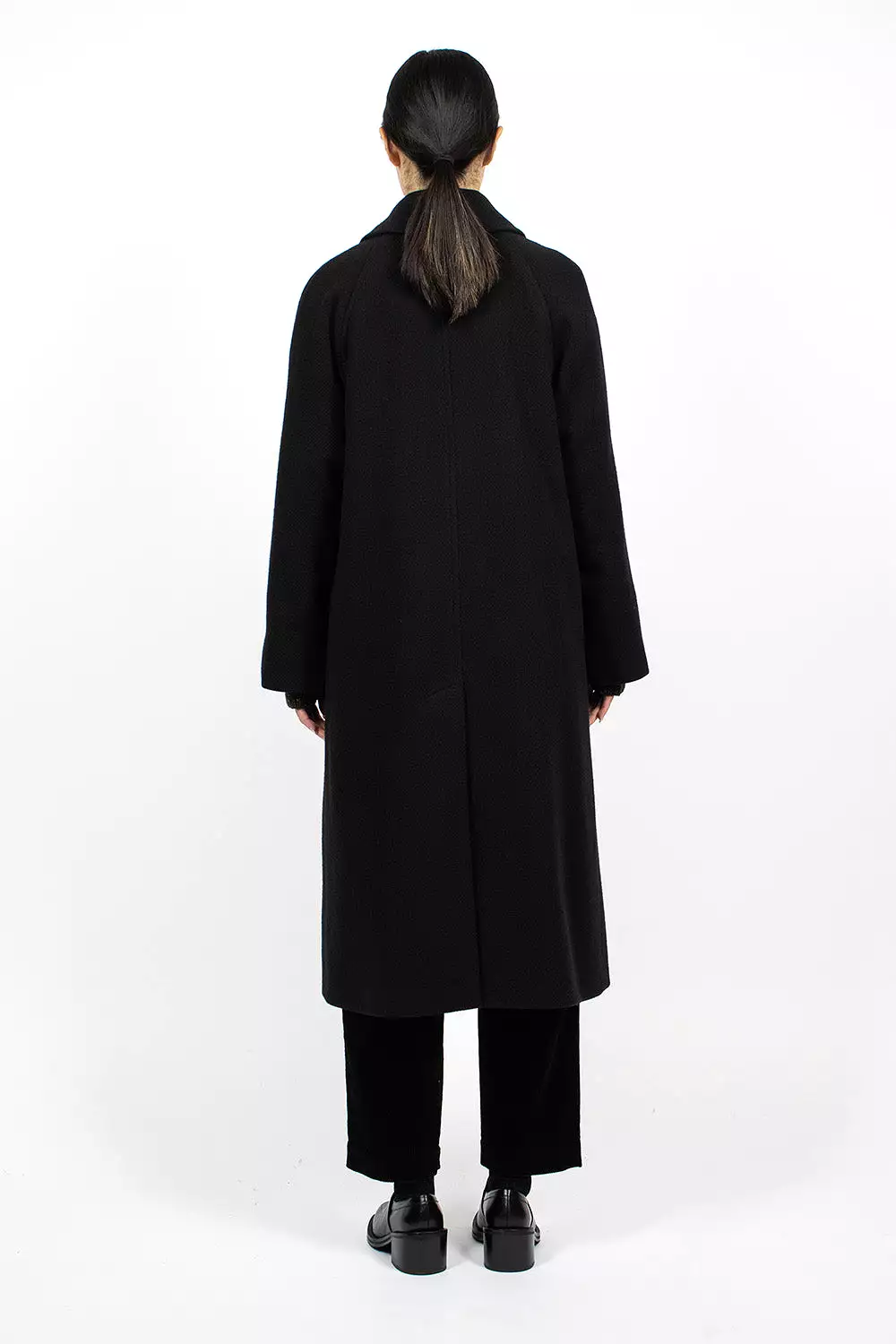 Black Raglan Overcoat.