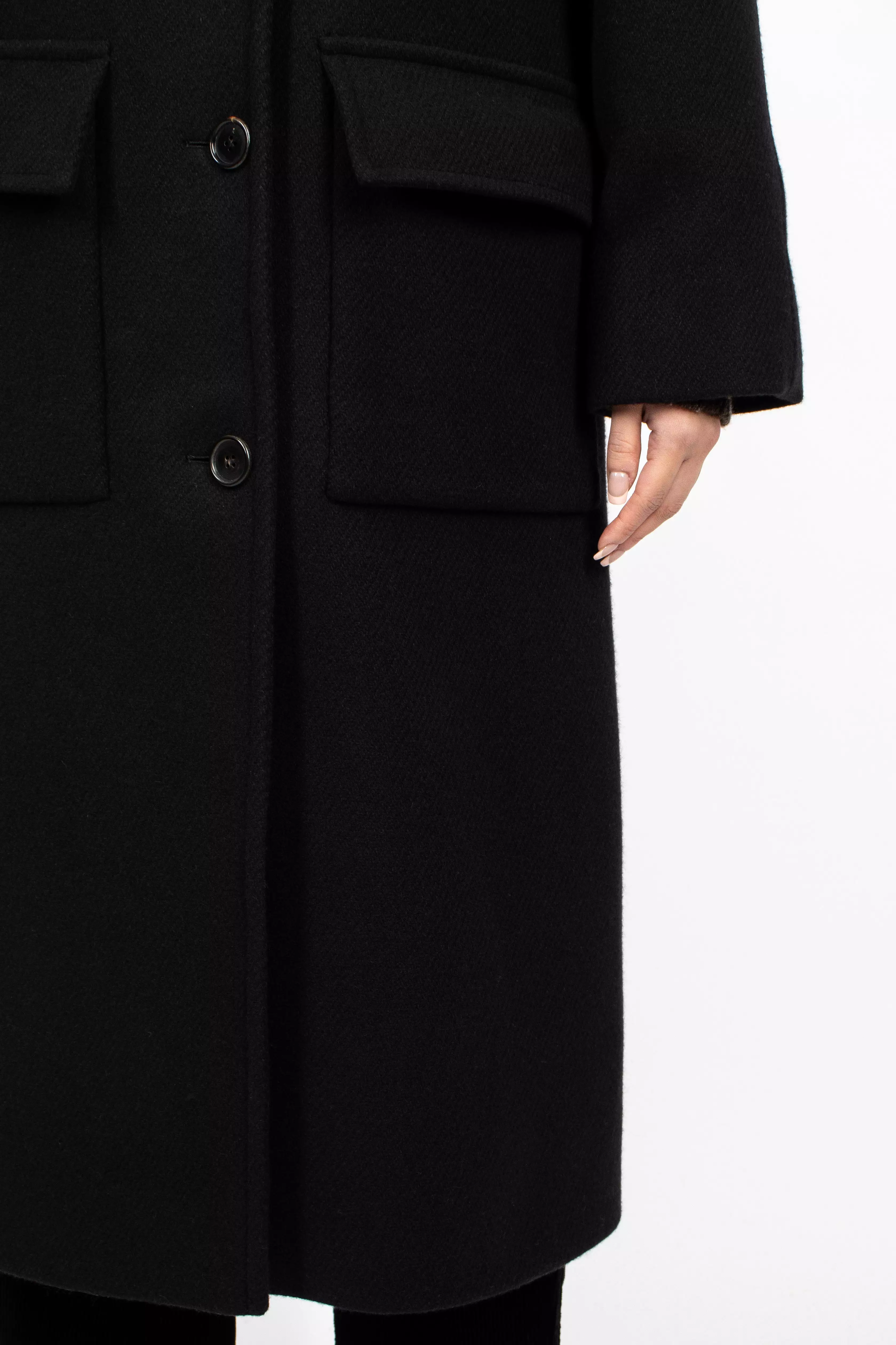 Black Raglan Overcoat.