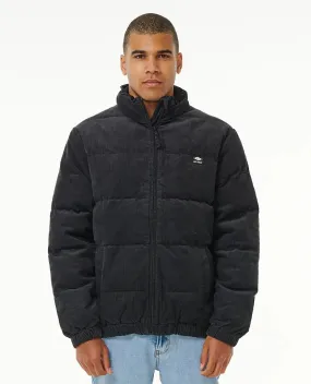 Black Rincon Cord Puffer Jacket