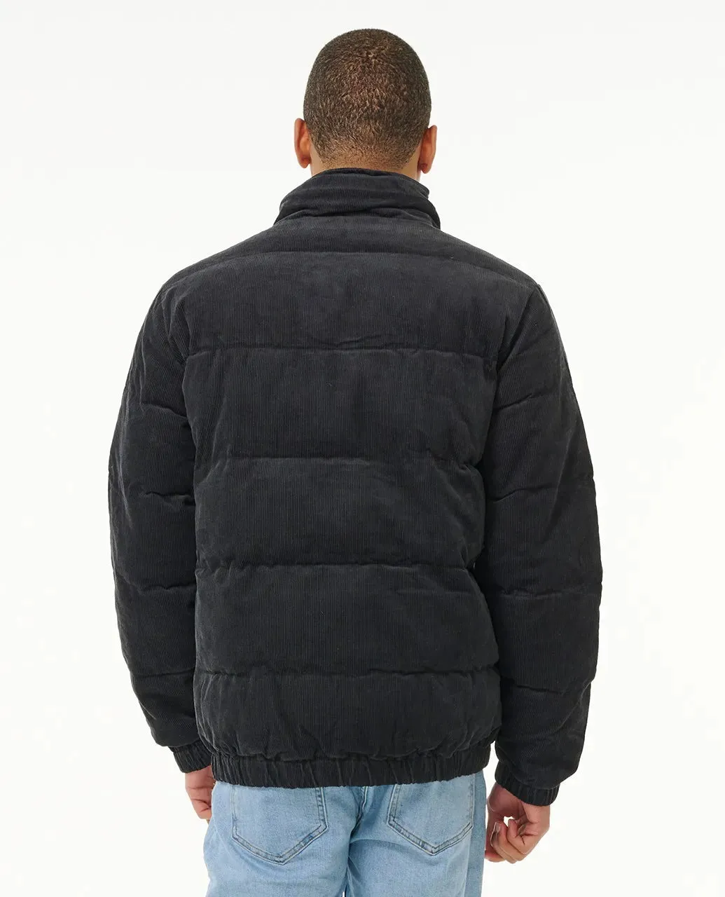 Black Rincon Cord Puffer Jacket