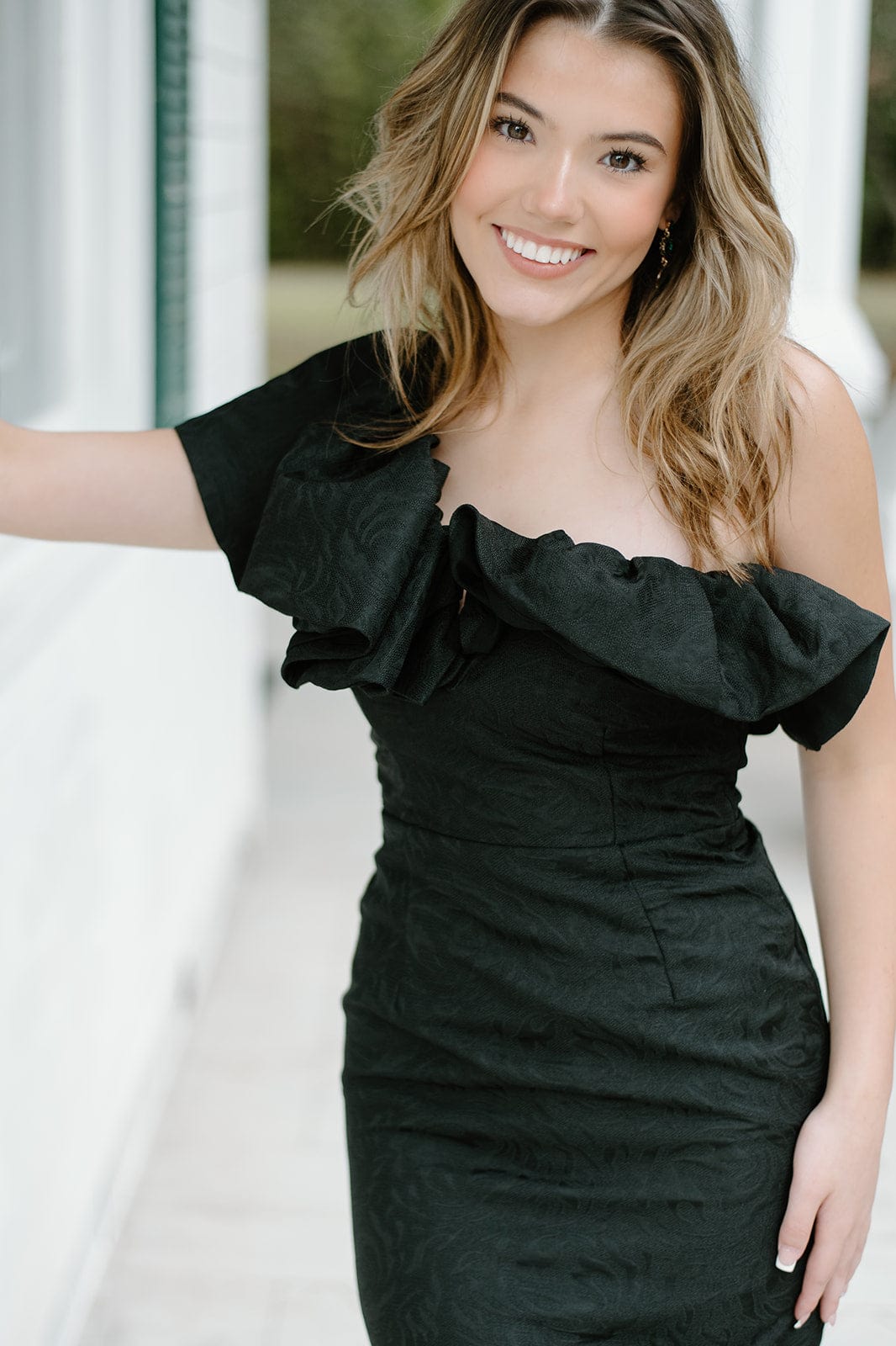 Black Ruffled One Shoulder Dress