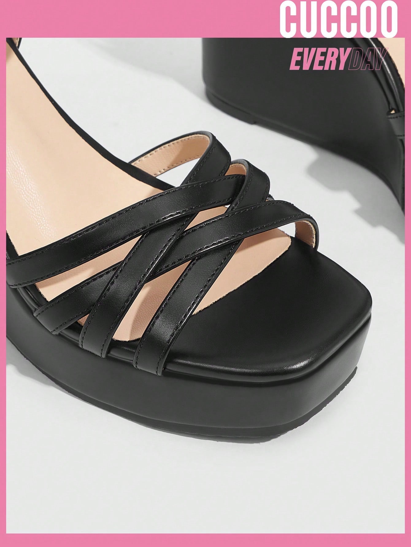 Black Strappy Wedge Sandals for Women's Spring and Summer Fashion