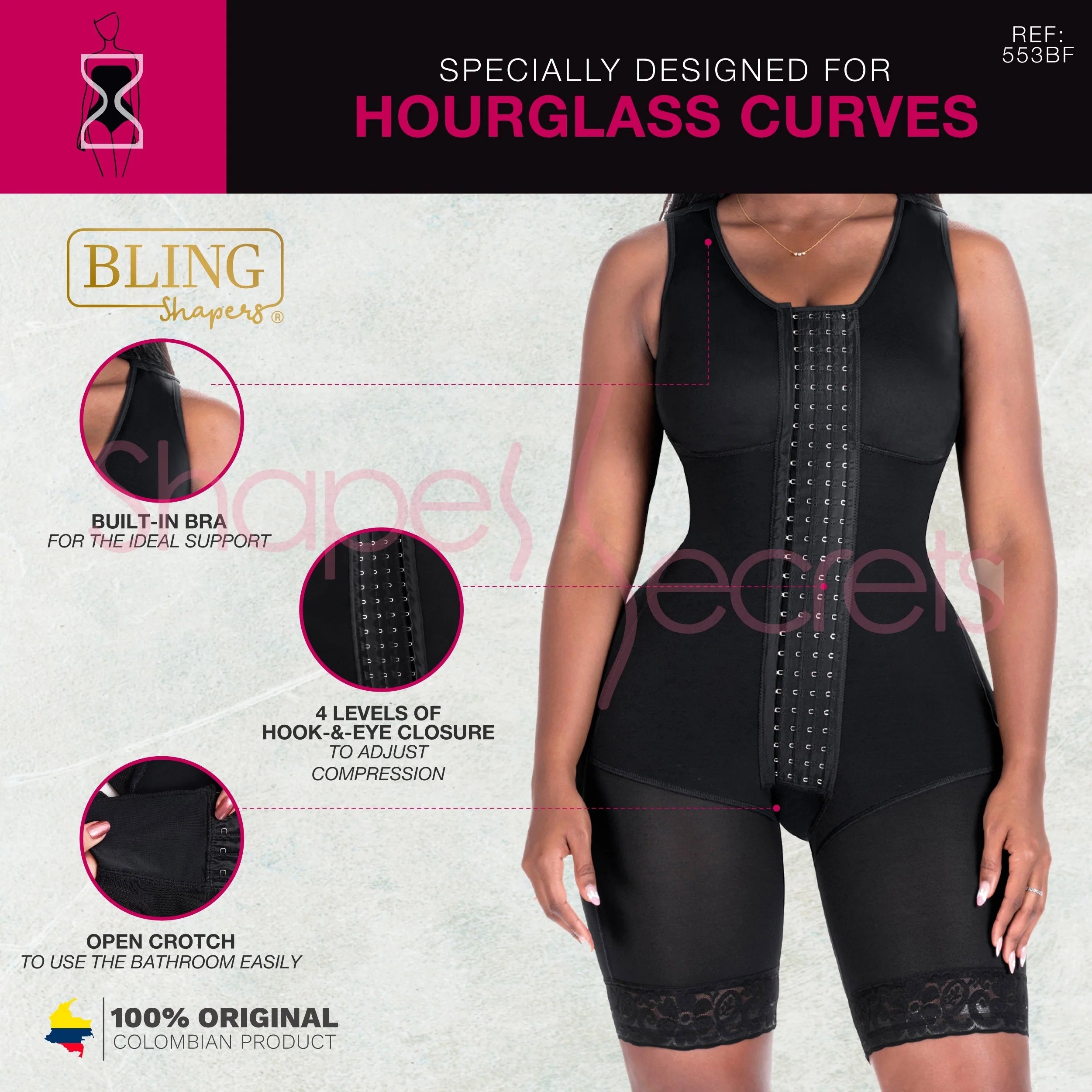 BLING SHAPERS EXTREMO 553BF | BODY SHAPEWEAR WITH INTEGRATED BRA | POST SURGERY AND DAILY USE | POWERNET