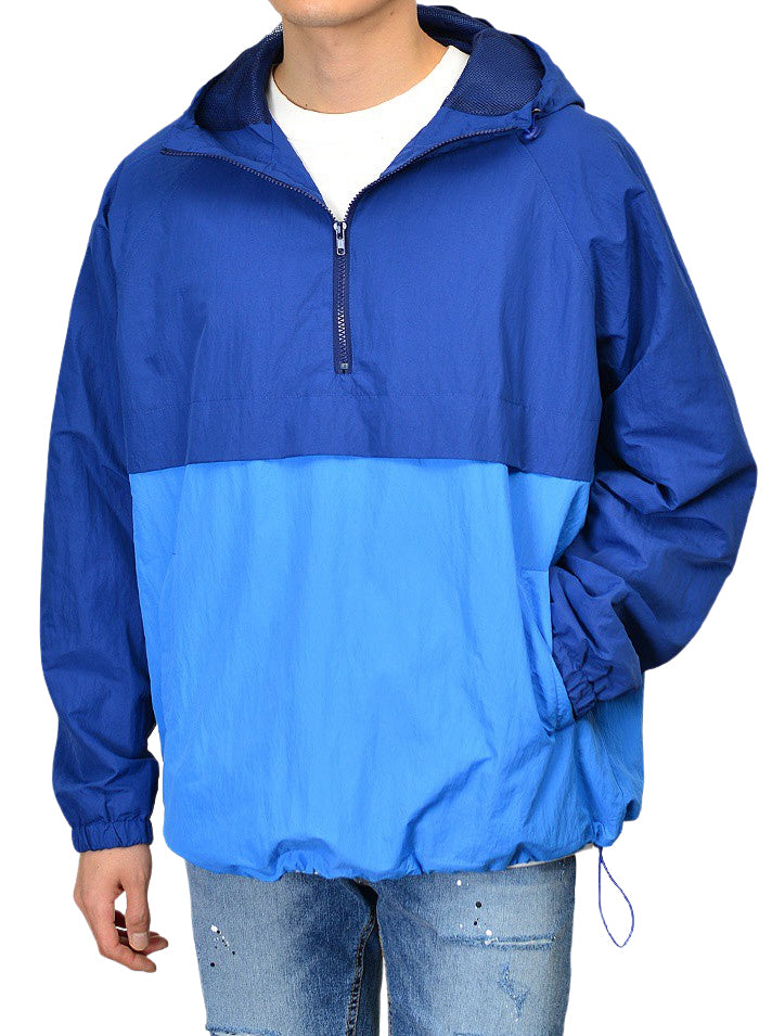 Blue Block Windbreaker Jacket for Men Streetwear